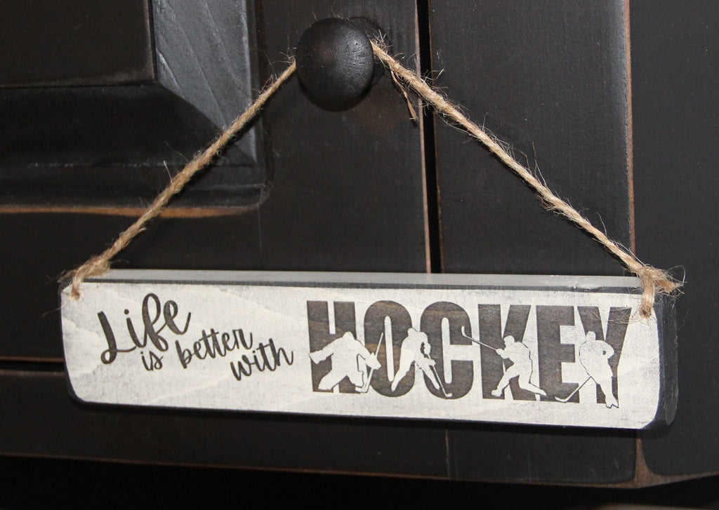 Hockey Ornament: Laser Cut Wood Sign, Hockey Christmas Gift