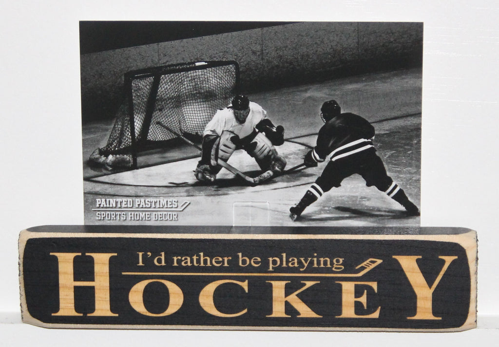Hockey Ornament, 'I'd Rather Be Playing Hockey' Wood Sign