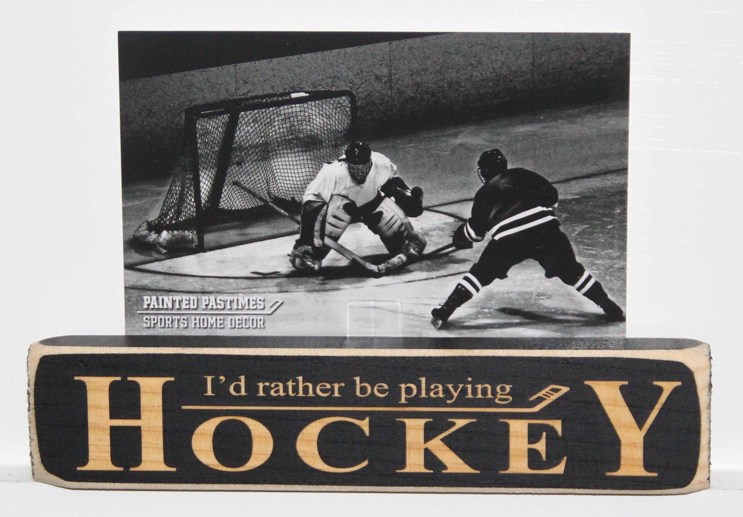 Hockey Ornament, 'I'd Rather Be Playing Hockey' Wood Sign