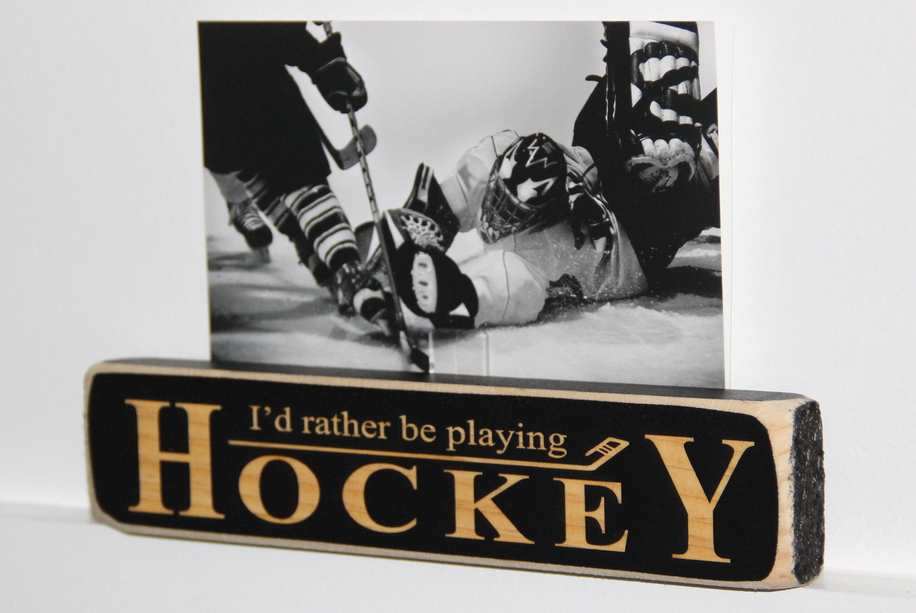 Hockey Ornament, 'I'd Rather Be Playing Hockey' Wood Sign