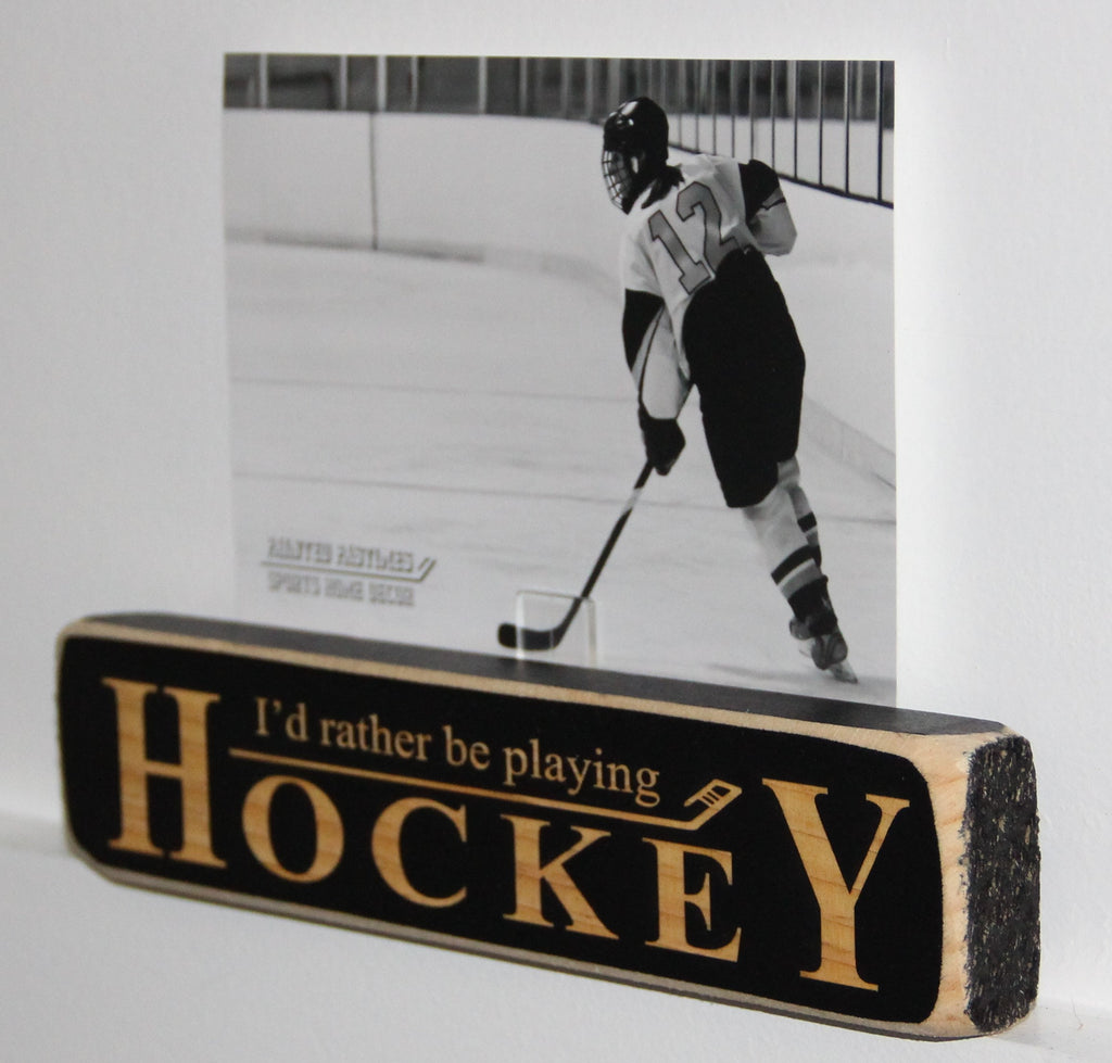 Hockey Ornament, 'I'd Rather Be Playing Hockey' Wood Sign