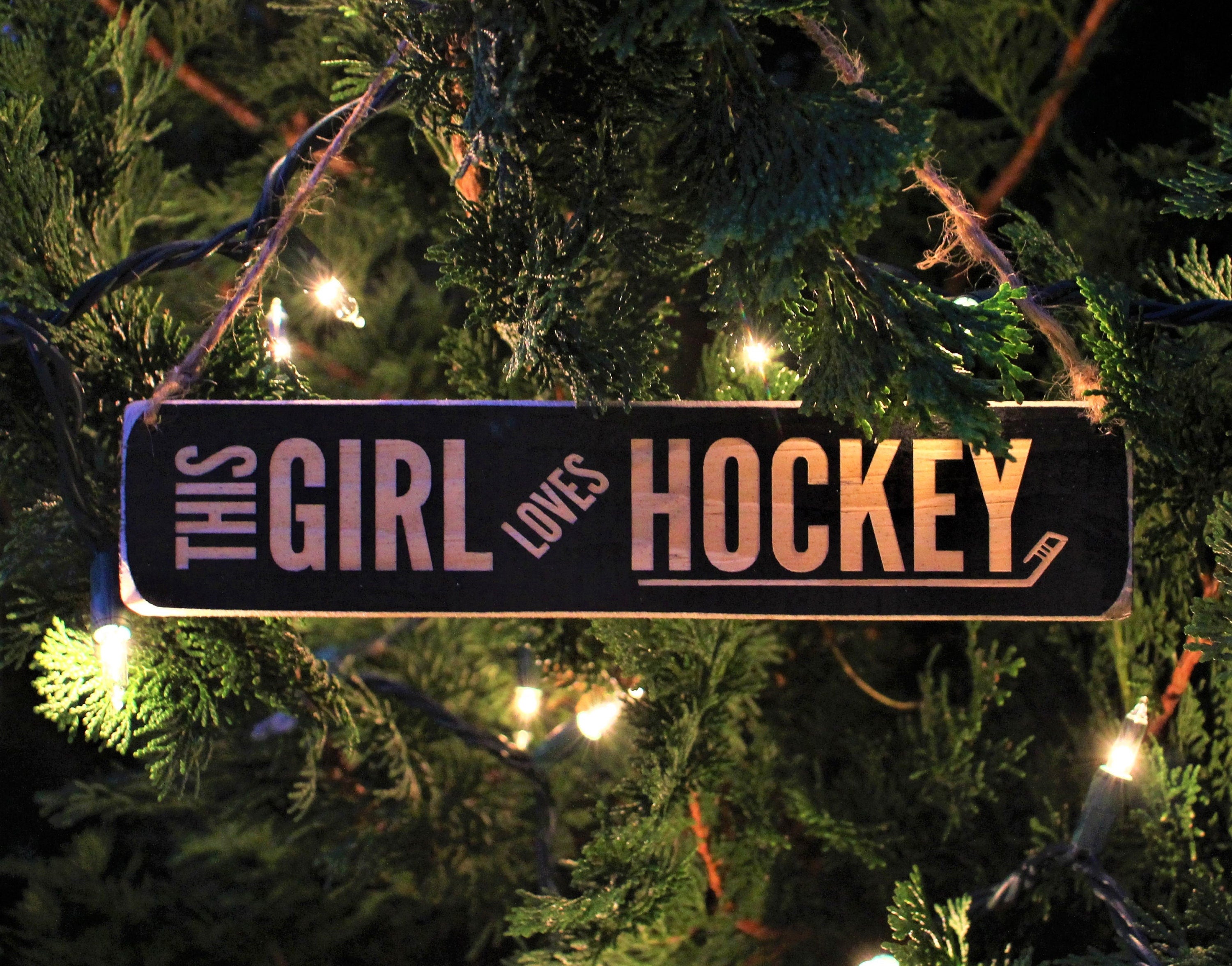 Hockey Girl Room Decor: Laser Cut Wood Sign, Hockey Gift