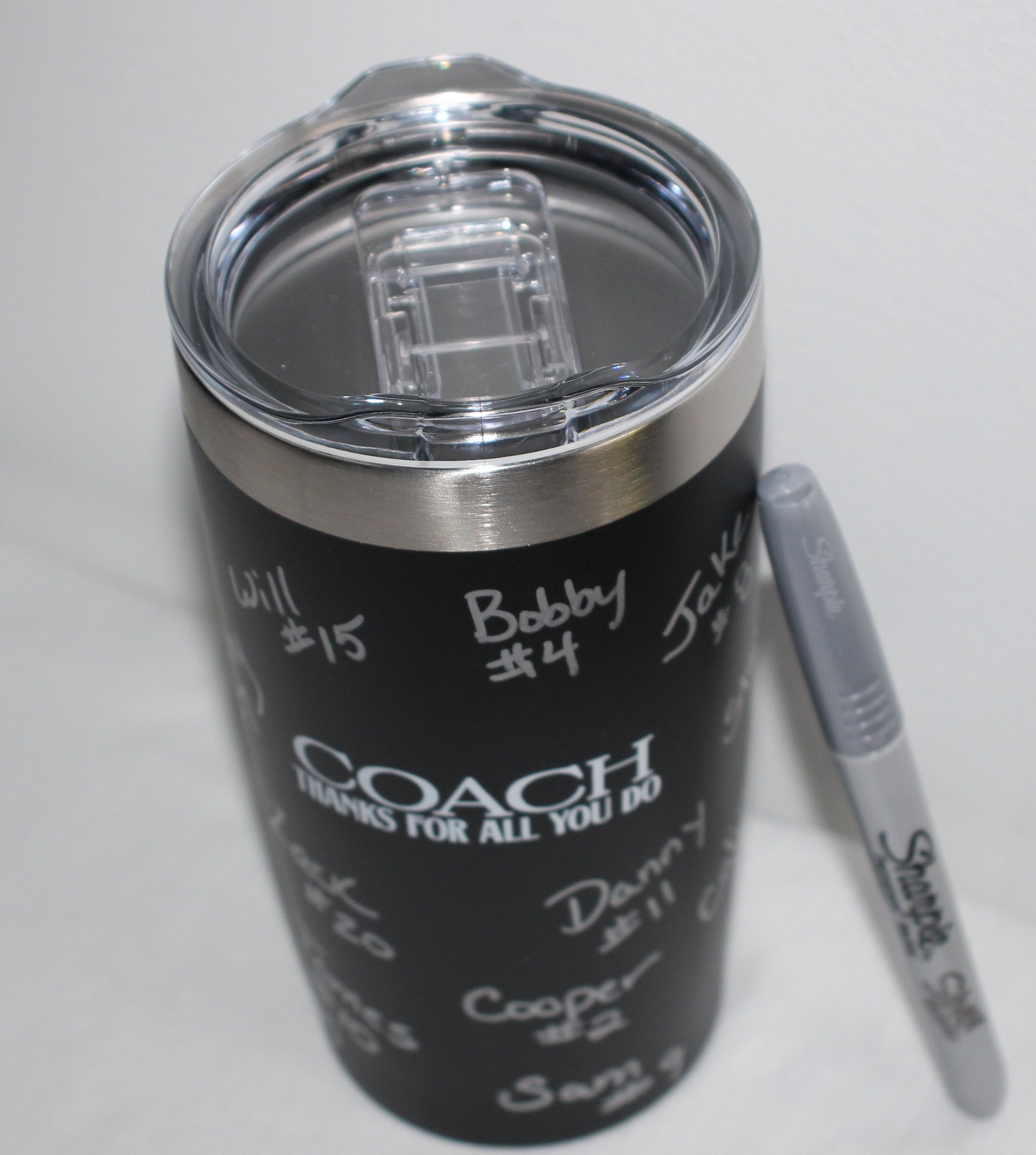 Personalized Team Mom Tumbler: Stainless Steel Travel Mug, Team Signing Gift
