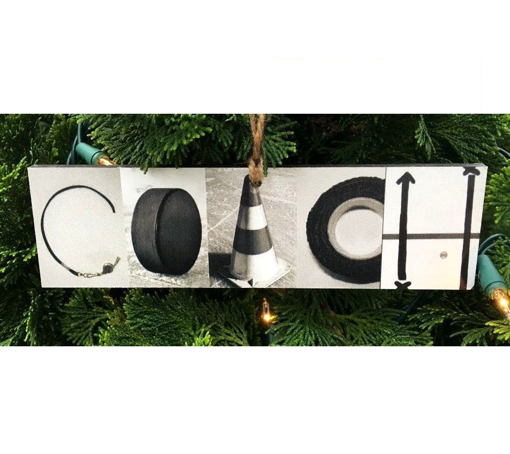Hockey Coach Gift: Photo Letter Art Sign or Ornament