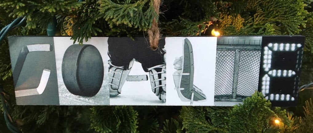 Hockey Coach Gift: Photo Letter Art Sign or Ornament