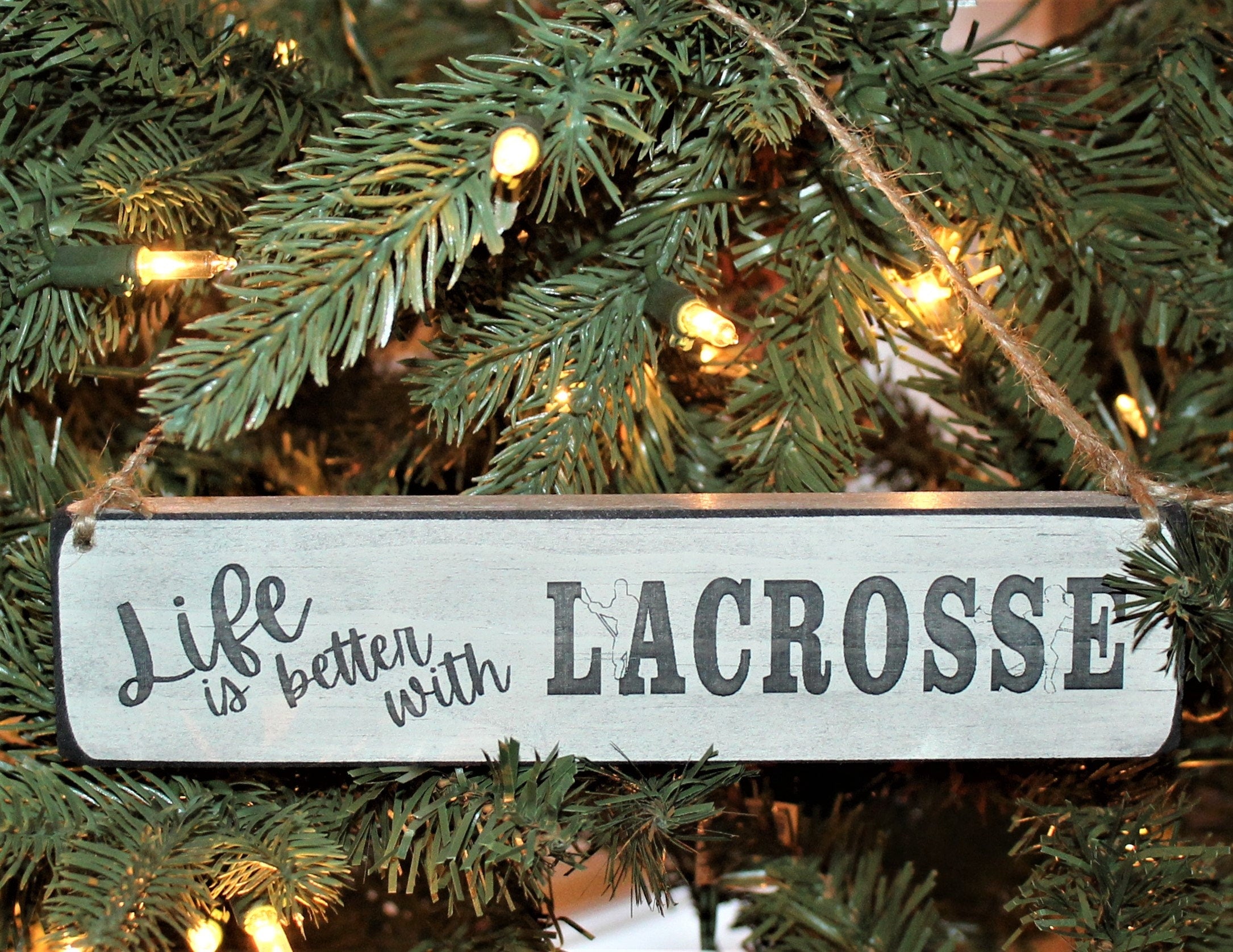 Lacrosse Ornament, Wood Sign, Lacrosse Team Gift