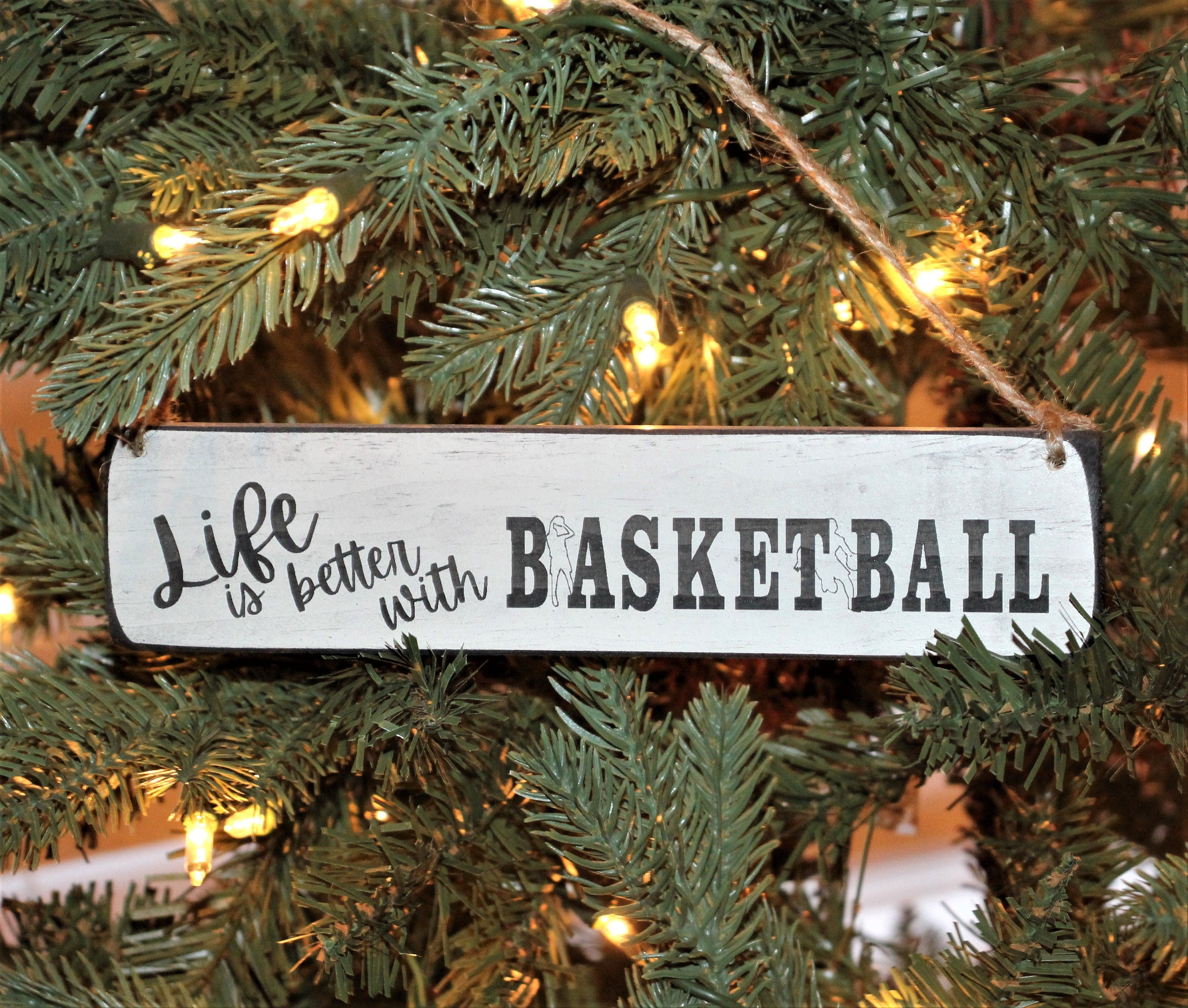 Basketball Ornament, Wood Sign, Christmas Gift for Player, Fan, Coach, Mom or Dad