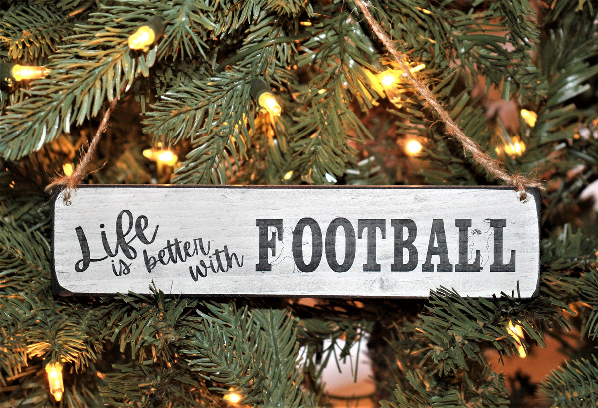 Football Ornament: Laser Cut Wood, Coach or Player Gift