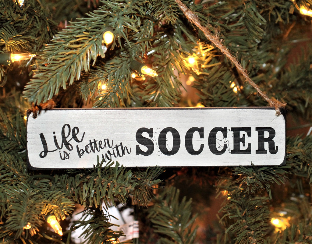 Soccer Ornament: Laser Cut Wood, Black & White