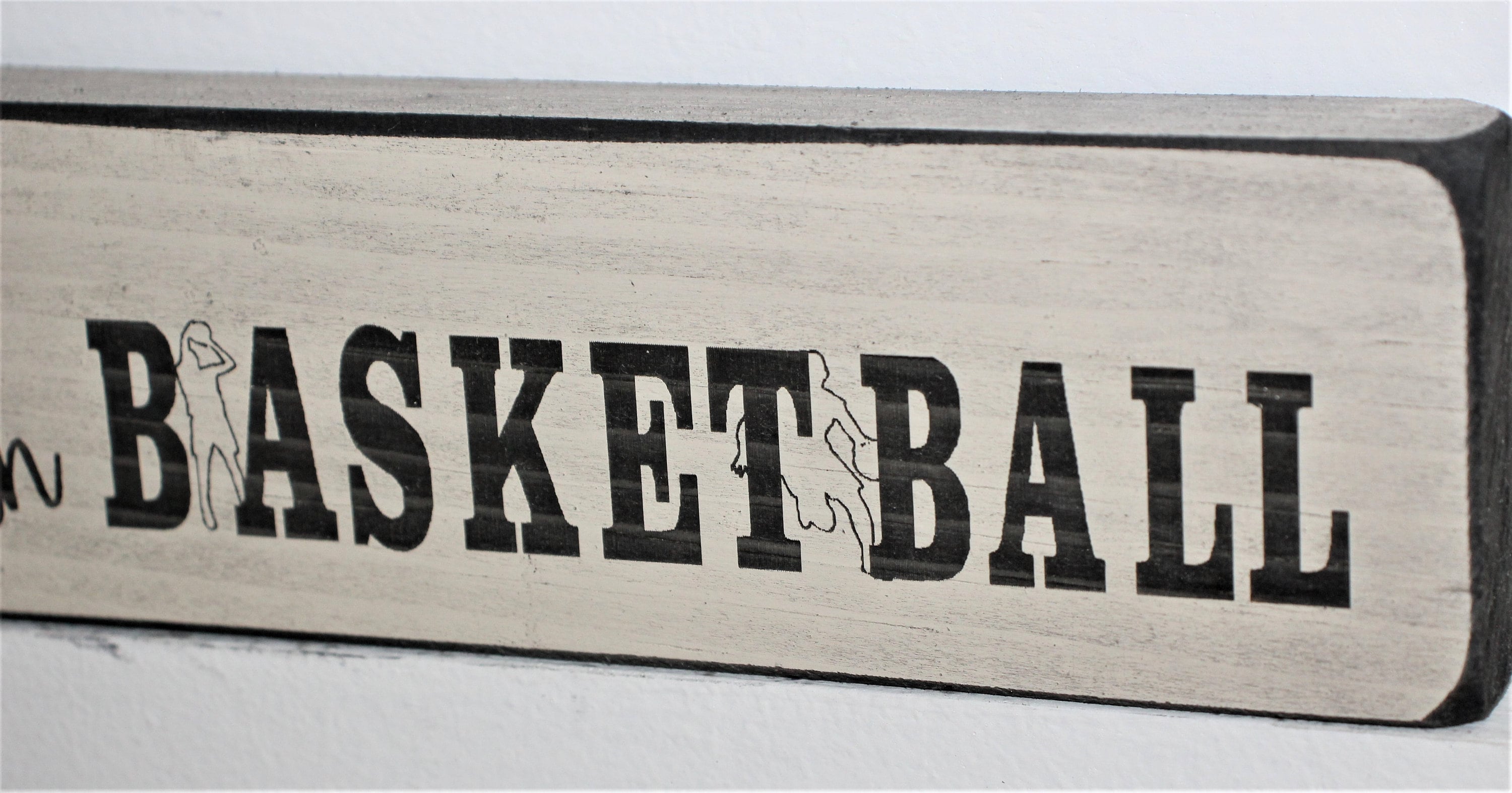 Distressed Wood Basketball Sign: Gift for Player or Coach