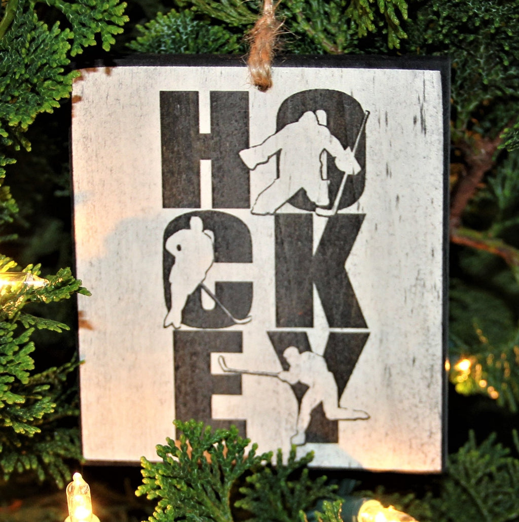 Hockey Goalie Ornament: Laser Cut Wood Christmas Gift