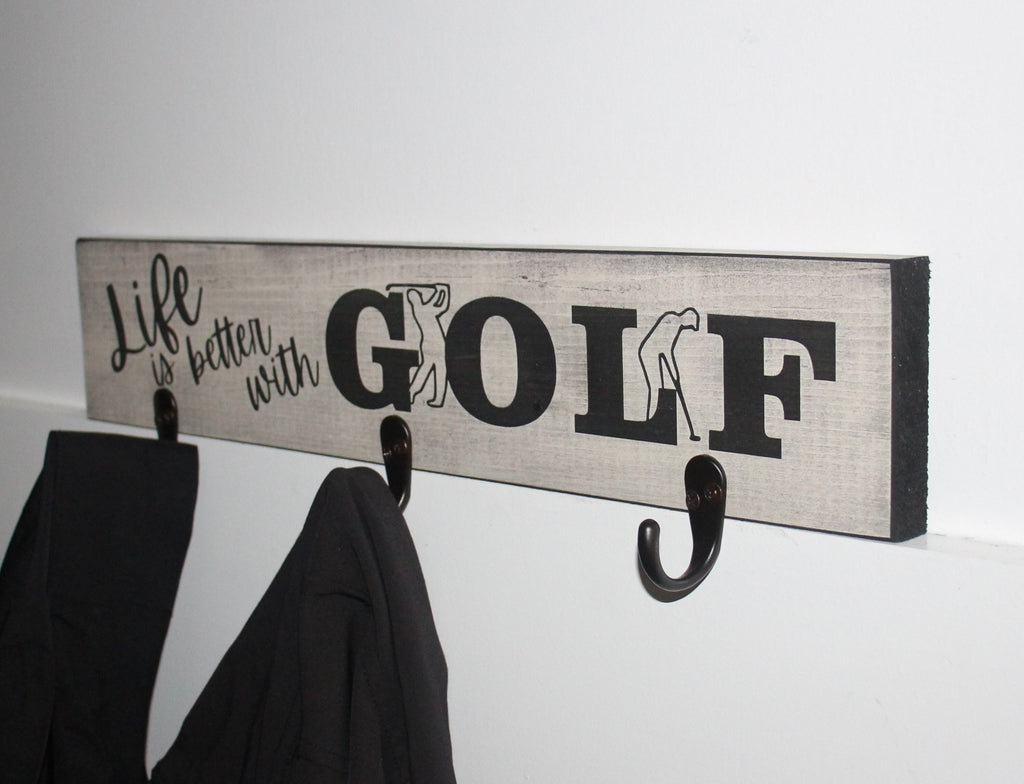 Golf Coat Rack with Hooks: Golfer Gift, Golf Room Decor
