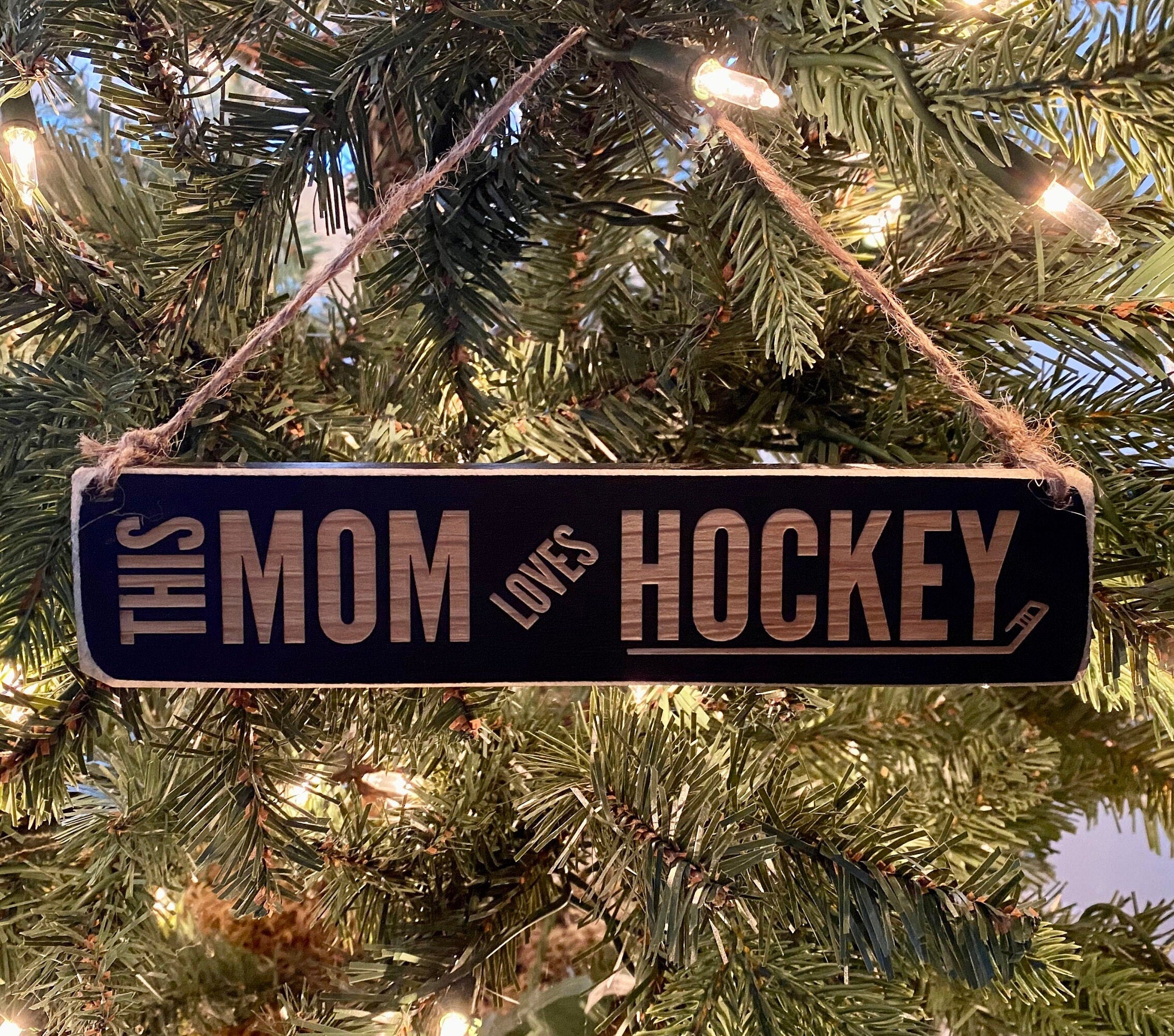 Hockey Mom Gift: Laser Cut Wood Sign, Photo Display, or Ornament