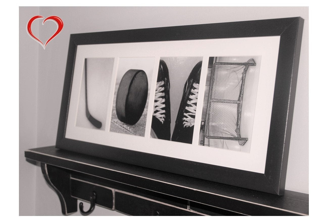Hockey LOVE Photo Montage Frame: Hockey Mom/Girl Gift, Room Decor (9.5" x 20")