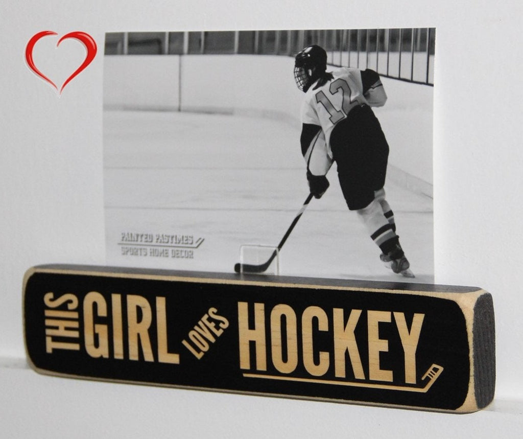 Hockey Girl Photo Display: Laser Cut Wood Room Decor