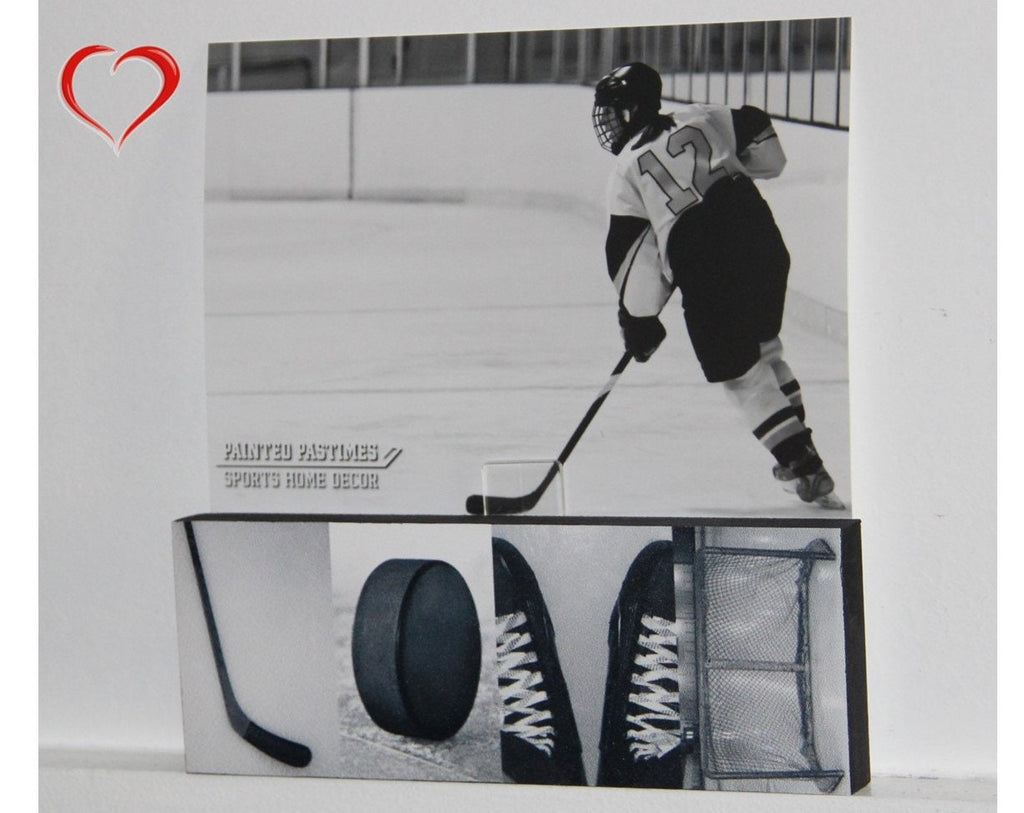 Hockey Photo Display Sign: LOVE Hockey Gift, Room Decor