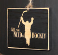 Hockey Ornament, Laser Cut Distressed Wood Sign, Team Gift