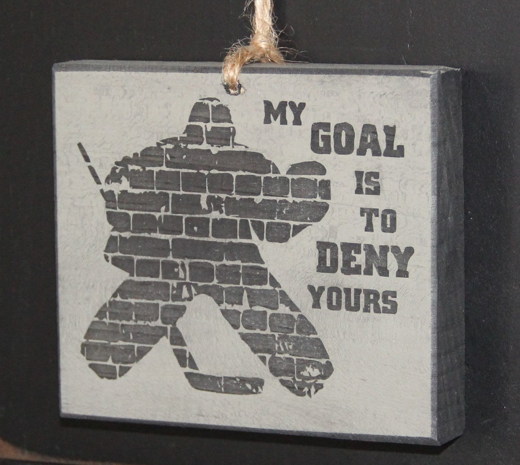Hockey Goalie Ornament: Laser Cut Wood Christmas Gift
