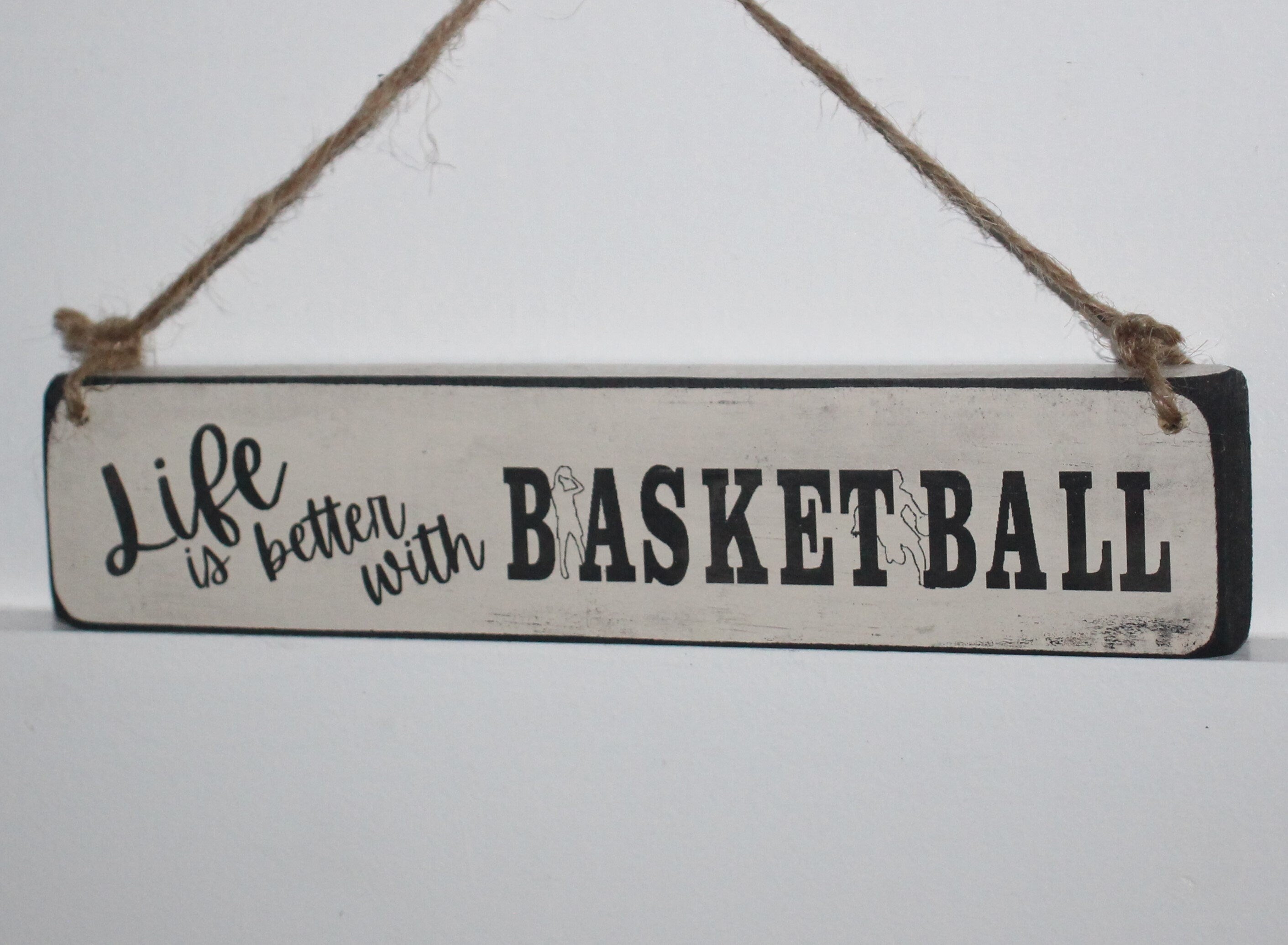 Distressed Wood Basketball Sign: Gift for Player or Coach