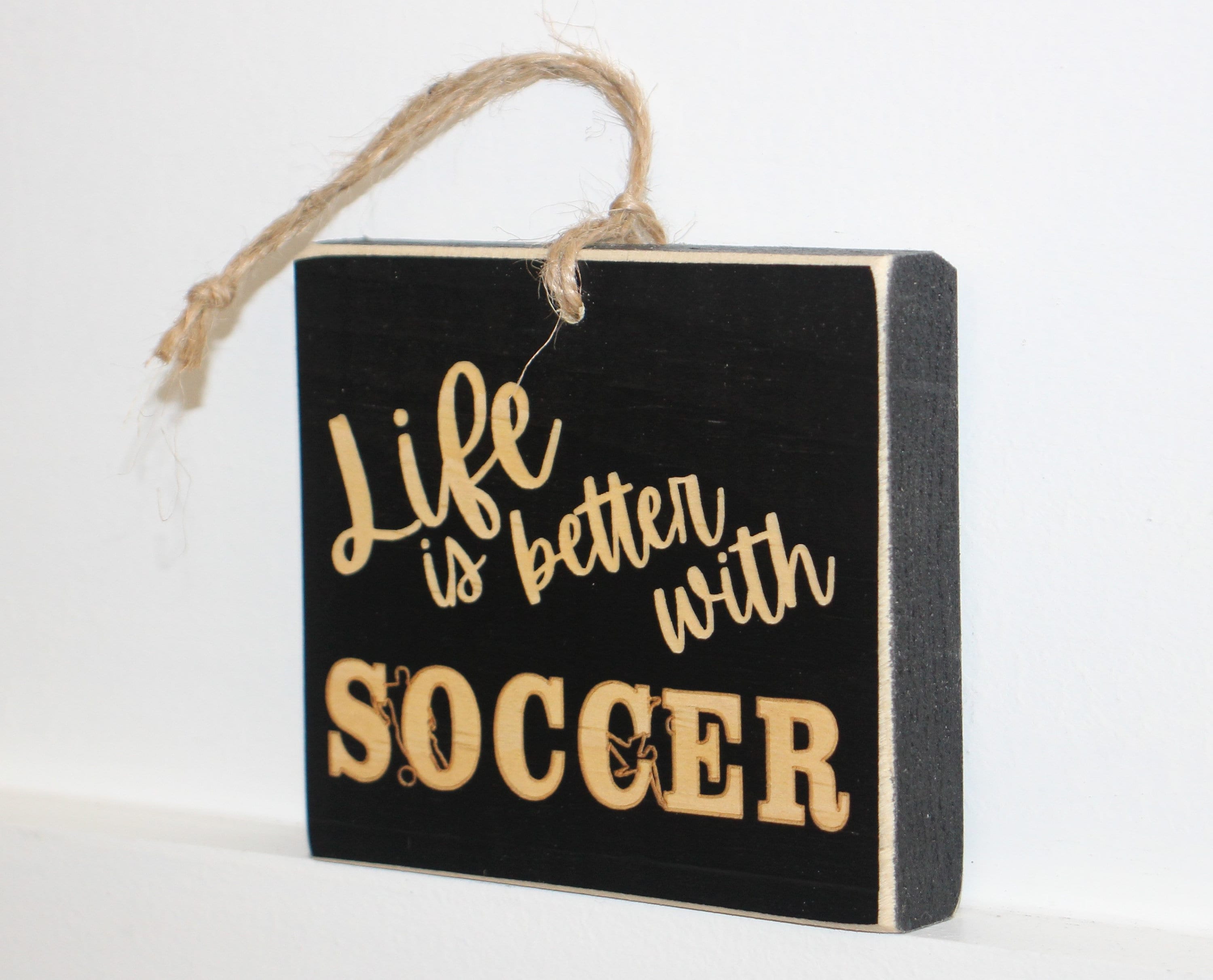 Soccer Ornament: Wood Soccer Sign, Christmas Decor