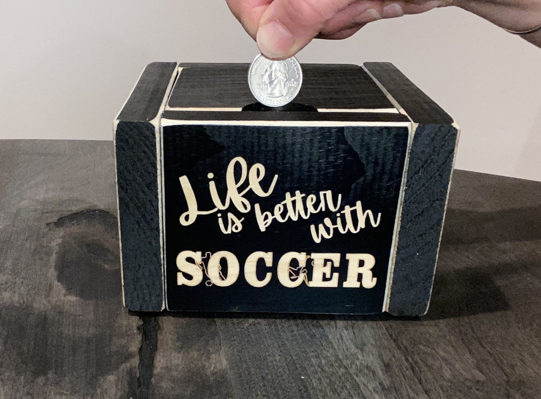 Soccer Ornament: Wood Soccer Sign, Christmas Decor