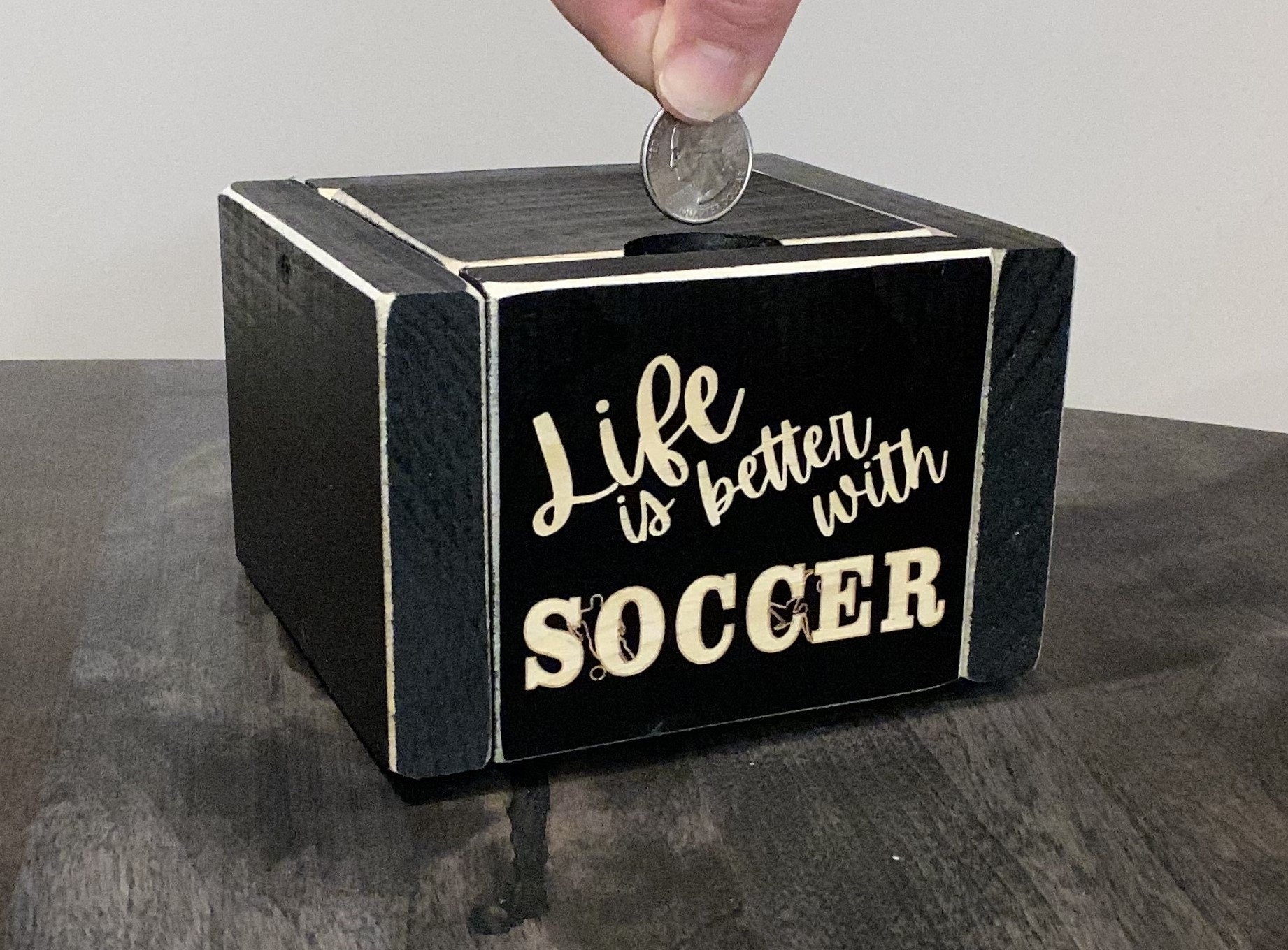 Soccer Ornament: Wood Soccer Sign, Christmas Decor