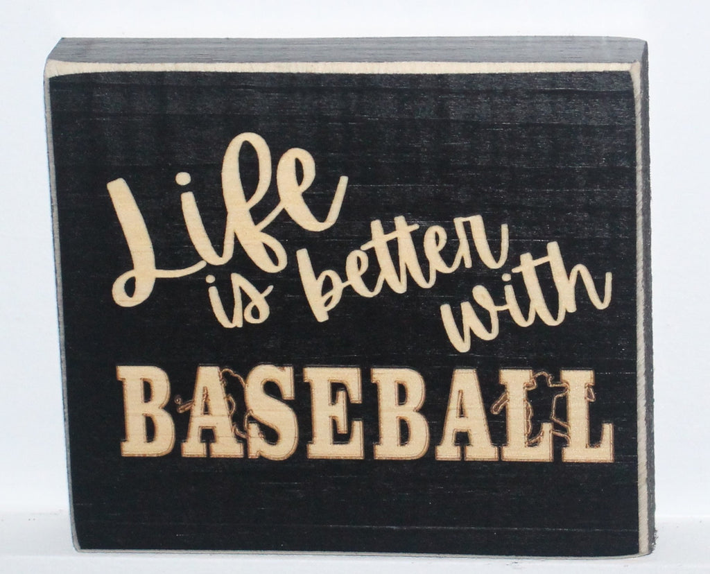 Baseball Ornament: Black Wood Sign or Bank, Baseball Player Gift