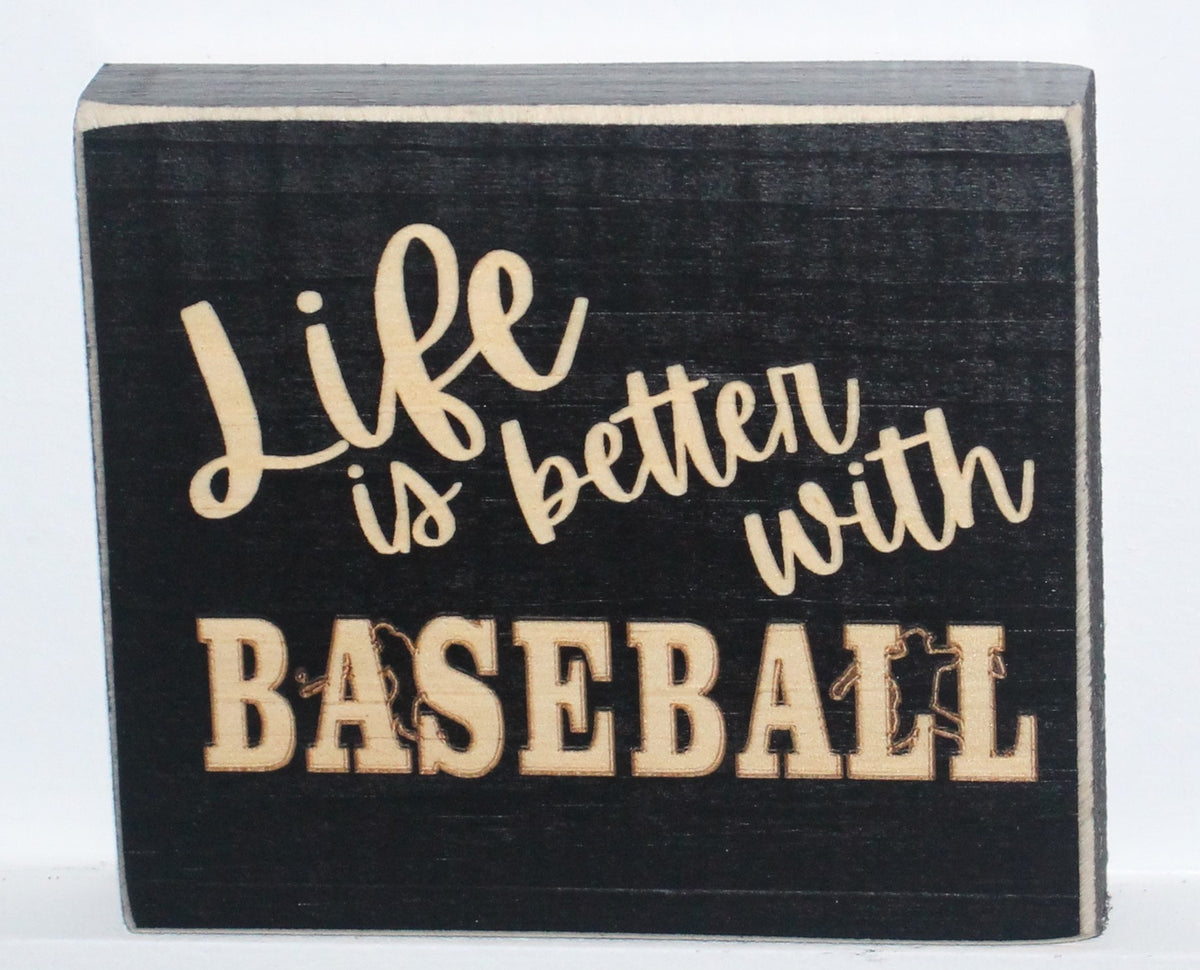 Baseball Ornament: Black Wood Sign or Bank, Baseball Player Gift