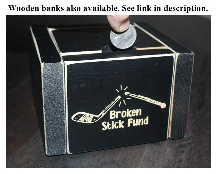 Hockey Puck Coin Bank: Broken Stick Fund, Hockey Gift