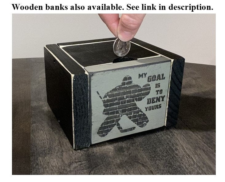 Hockey Goalie Puck Bank: Personalized Hockey Gift