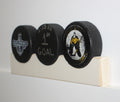 Hockey Puck Display Rack: Wood Shelf, Hockey Room Decor