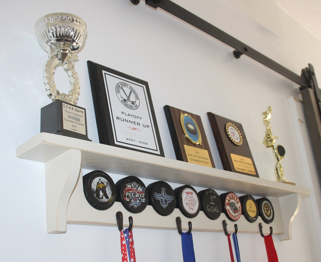 Hockey Puck Display Shelf, Trophy & Medal Organizer, Hockey Player Gift