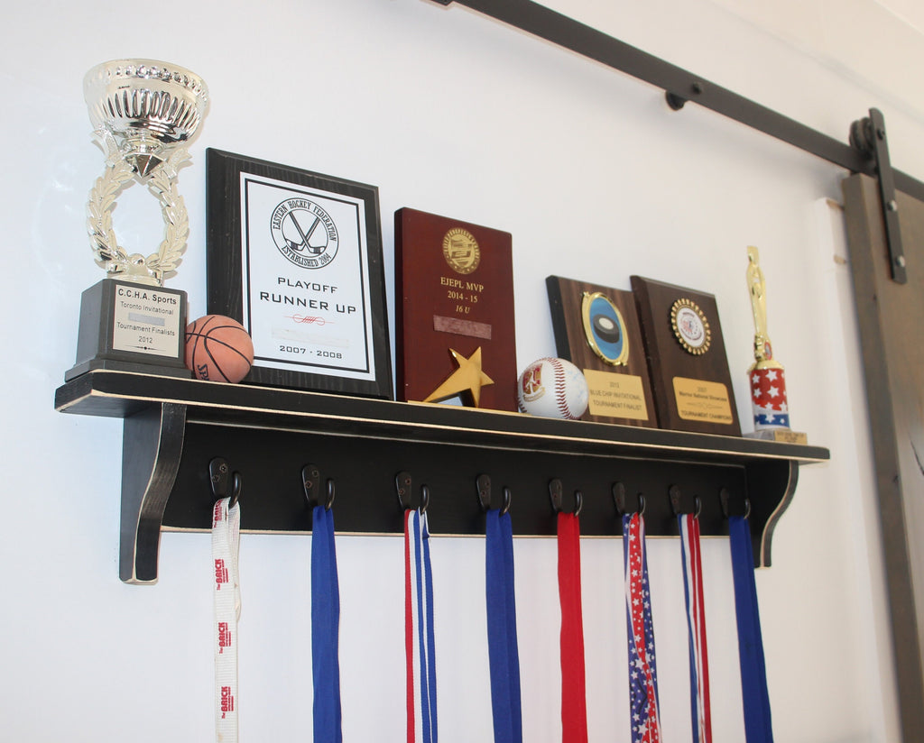 Hockey Trophy & Jersey Shelf: Sports Room Decor, Gift for Player