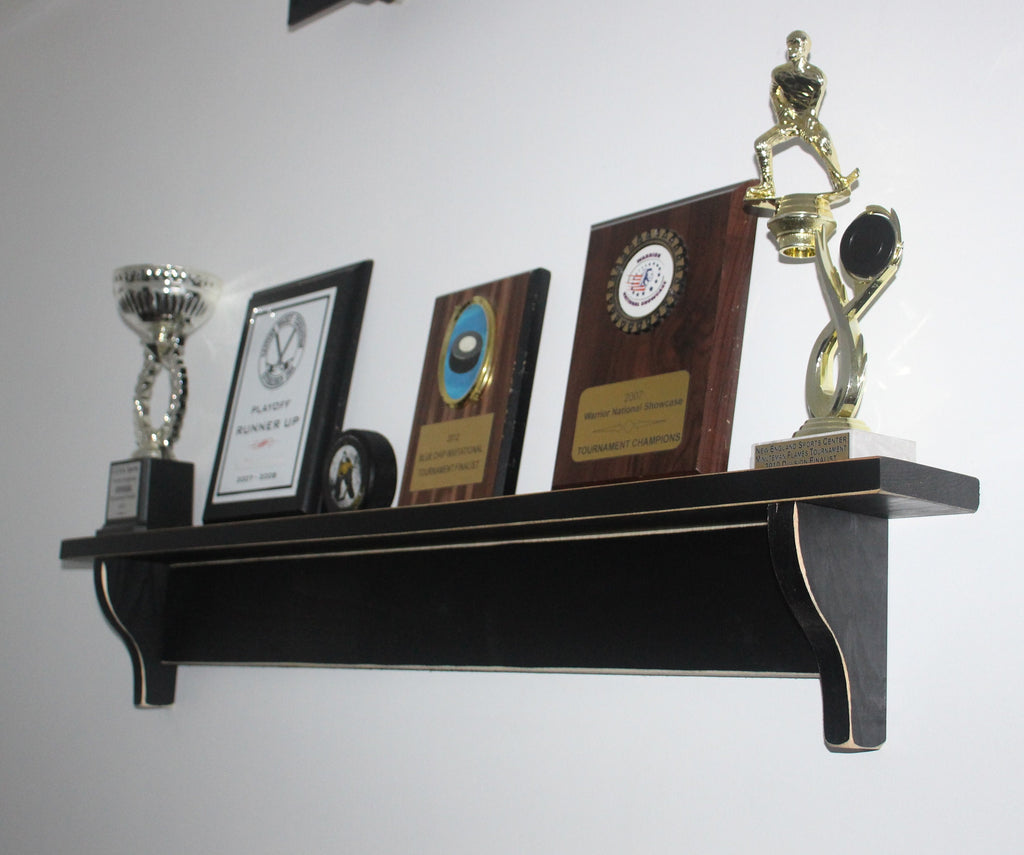 Hockey Trophy Shelf: Sports Awards Display with Medal Hooks