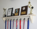 Sports Trophy Shelf: Hockey, Baseball, Soccer, Lacrosse, Football, Basketball