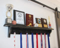 Distressed Wood Sports Trophy Shelf: Black or Off-White