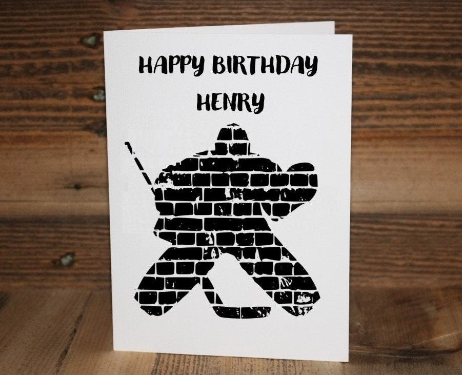 Personalized Hockey Goalie Birthday Card, Sports Greeting Card