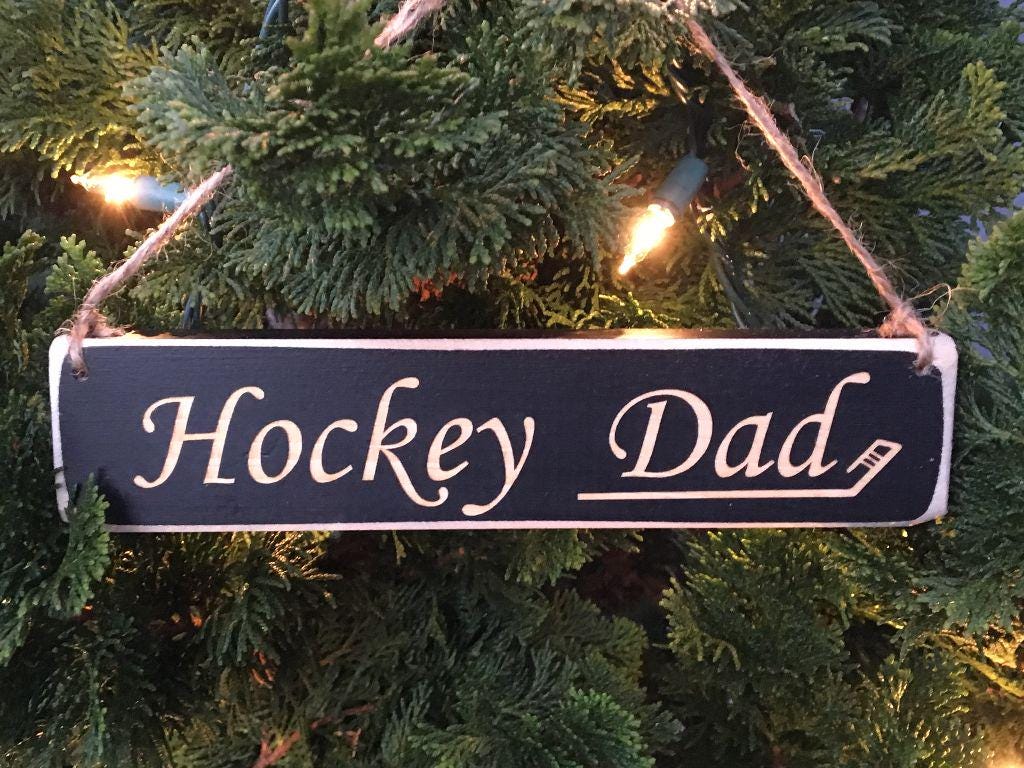 Hockey Family Ornament, Laser Cut Wood Hockey Gift