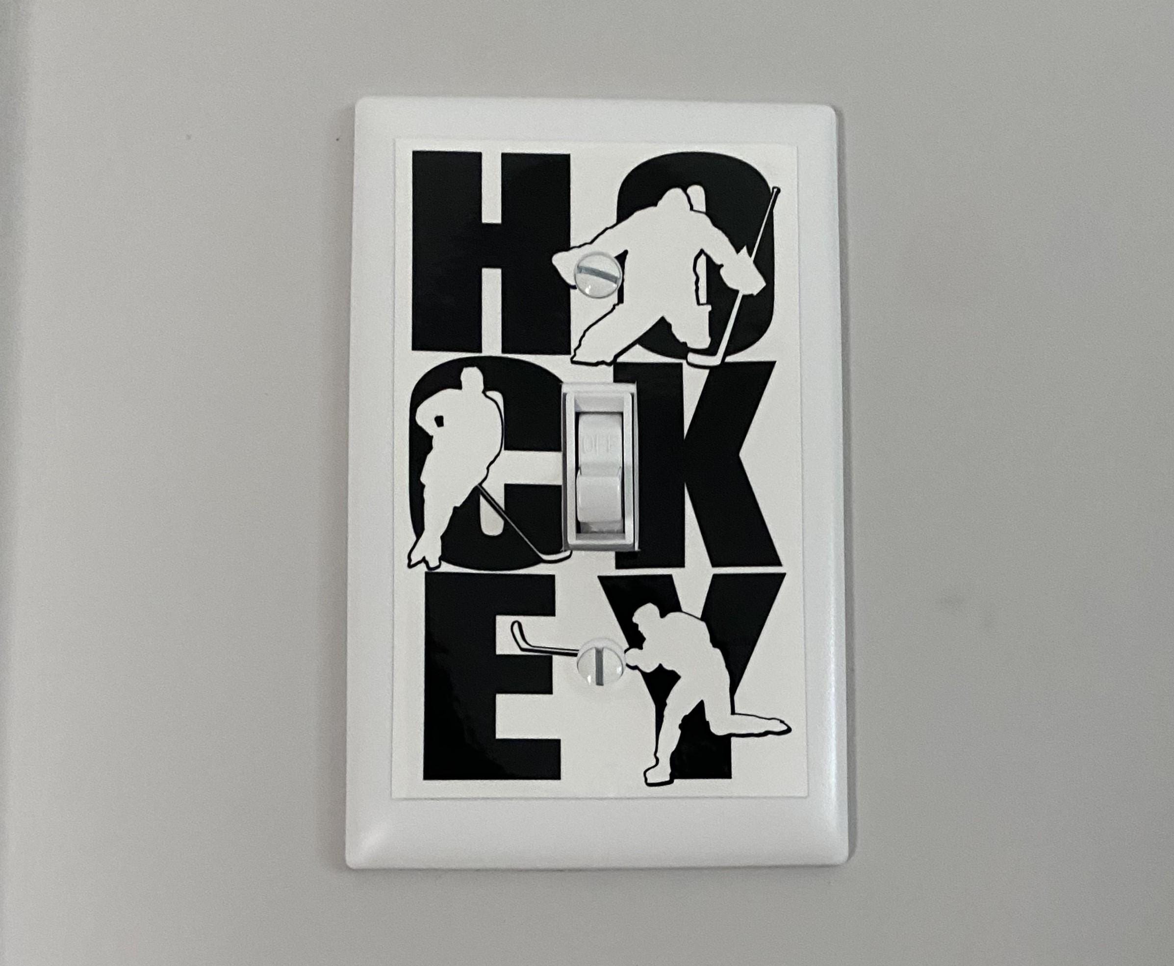 Hockey Goalie Light Switch Decal: Bedroom Decor, Gift