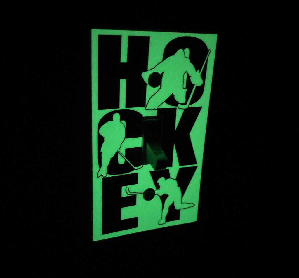 Glow in the Dark Hockey Light Switch Cover Decal: Hockey Room Decor
