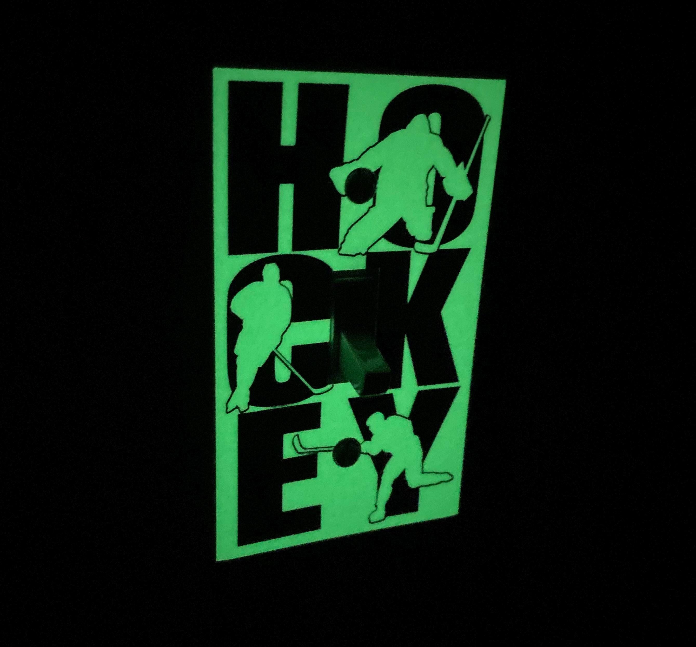 Glow in the Dark Hockey Light Switch Cover Decal: Hockey Room Decor