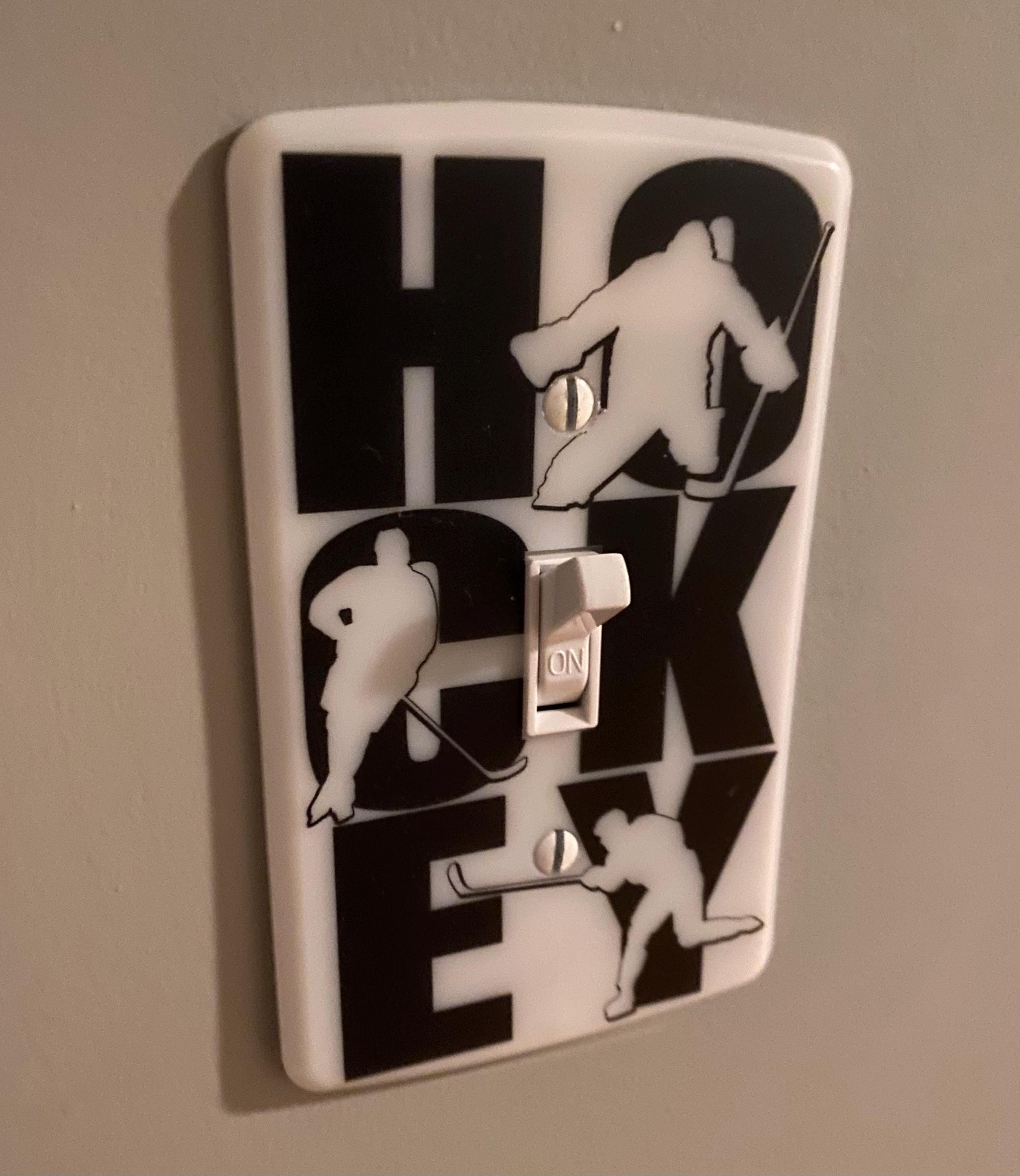Hockey Light Switch Cover: Fun Hockey Room Decor, Glow in the Dark