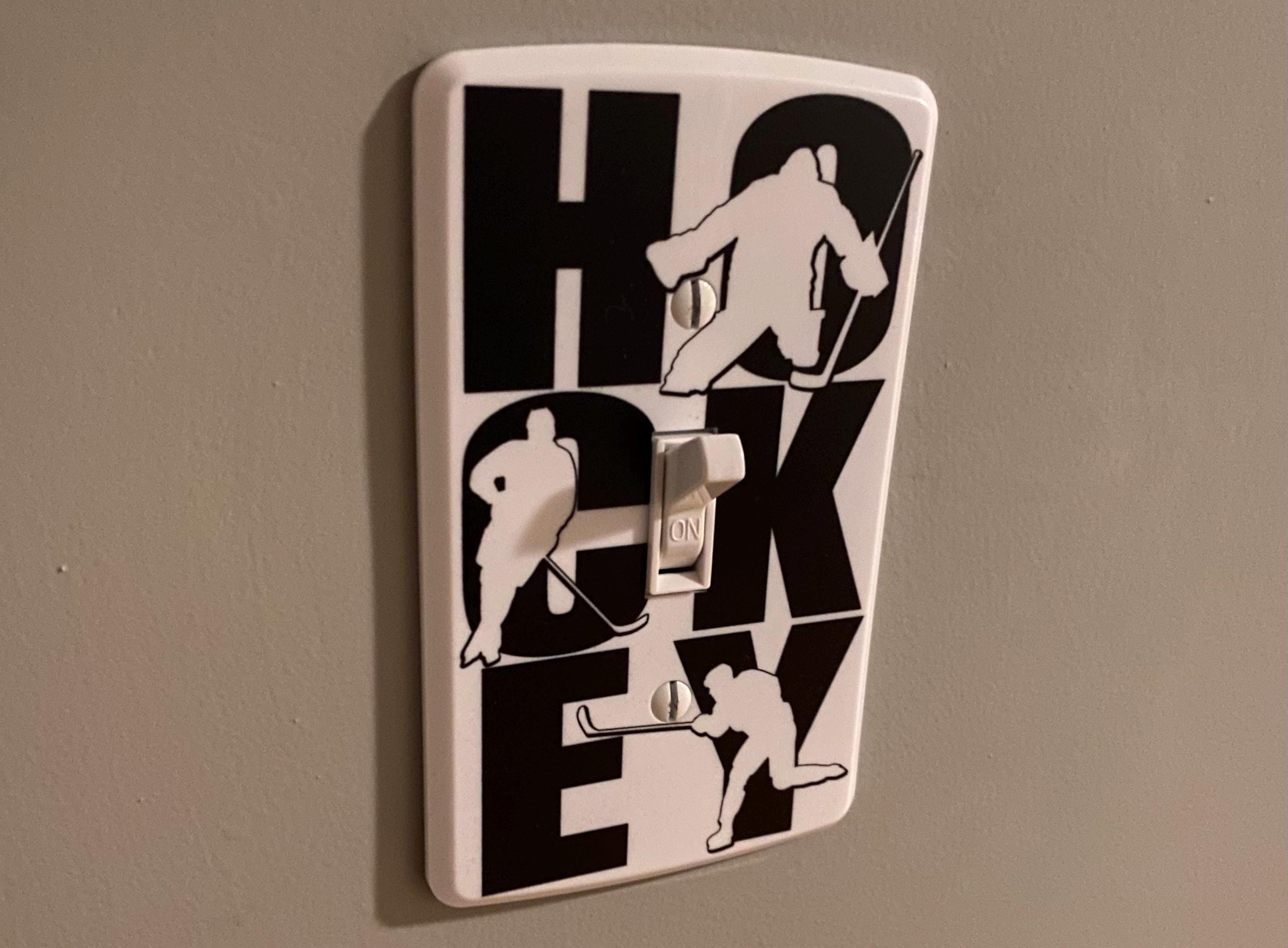 Hockey Light Switch Cover: Fun Hockey Room Decor, Glow in the Dark