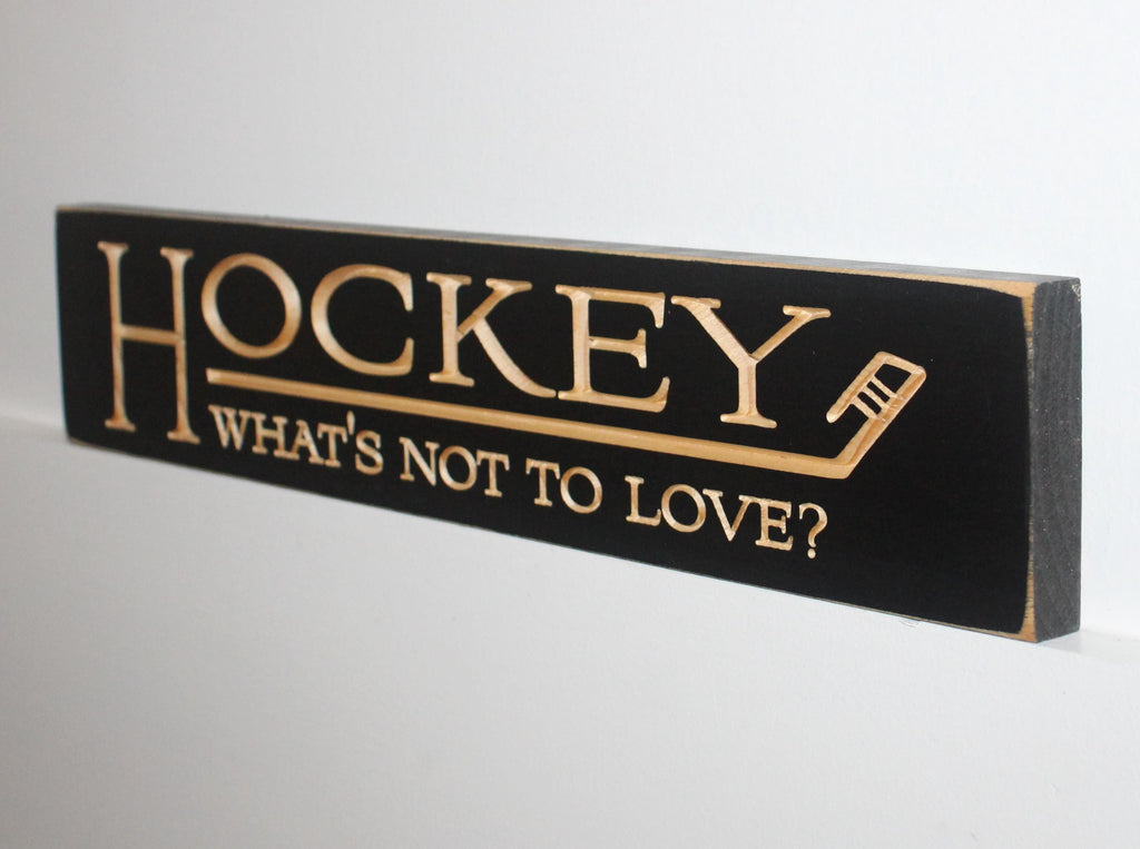 Hockey Photo Display Sign: Distressed Wood Decor
