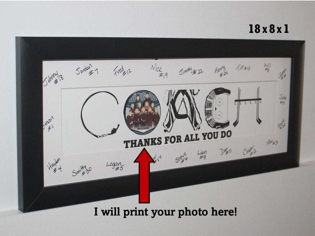 Custom Hockey Photo Frame, Personalized Wall Decor (18x8x1)