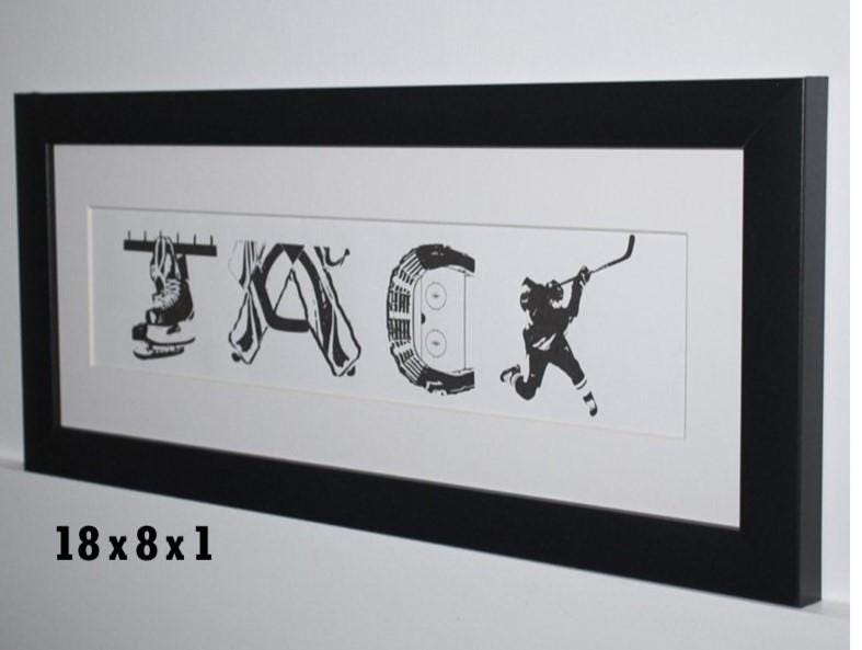 Personalized Hockey Name Art: Framed Hockey Room Decor