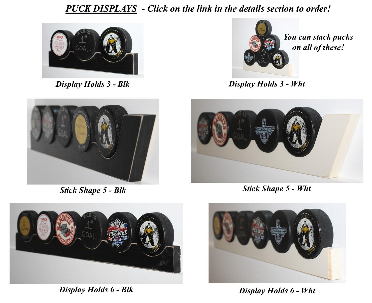 Hockey Puck Display Shelf: Trophy, Medal, Stick Holder
