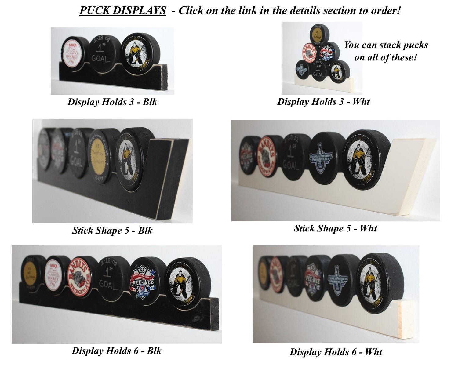 Hockey Puck Display Shelf: Trophy, Medal, Stick Holder
