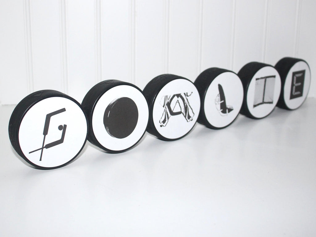Hockey Goalie Puck Photo Display: "GOALIE" Tabletop Decor