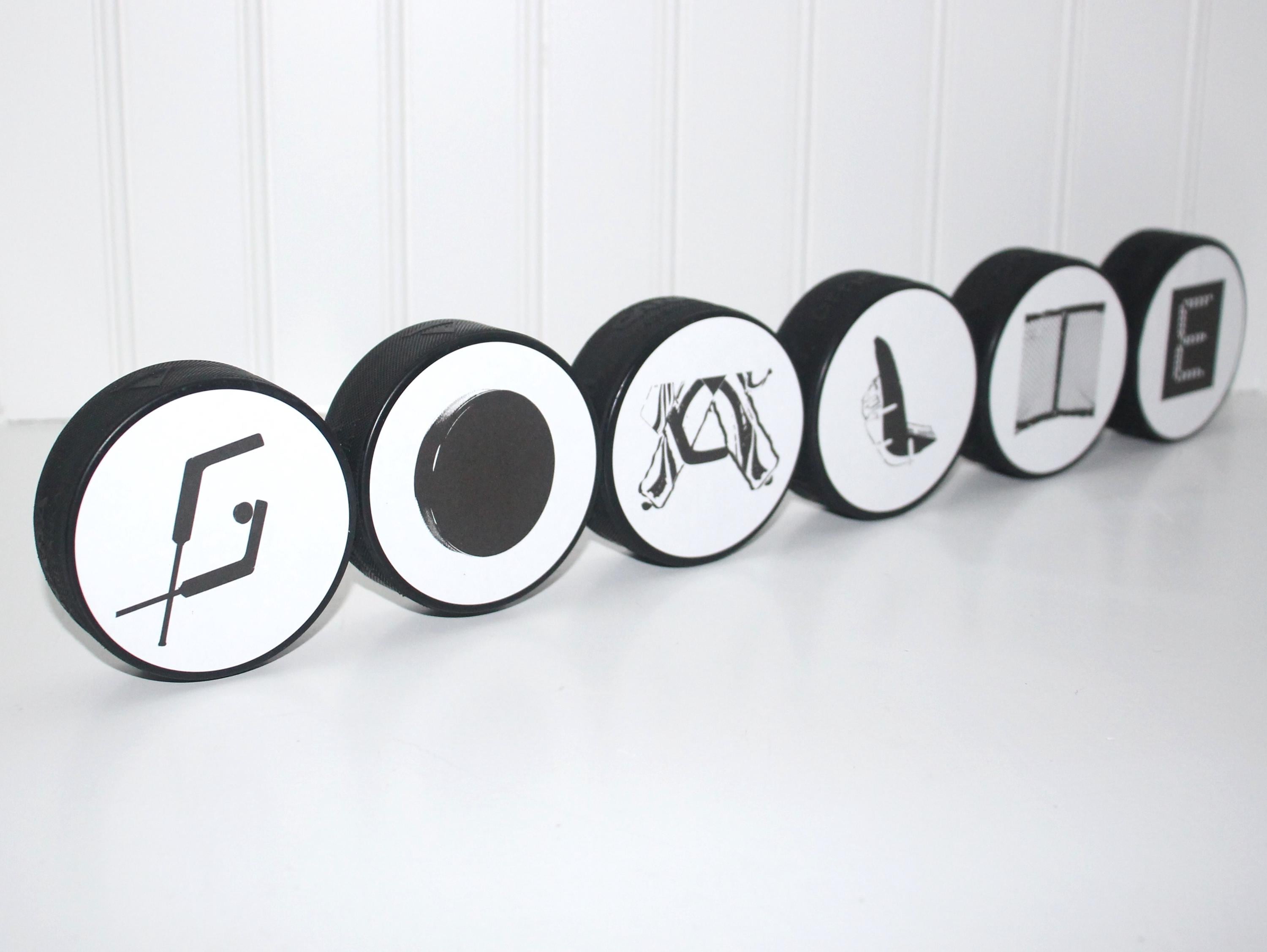 Hockey Goalie Puck Photo Display: "GOALIE" Tabletop Decor